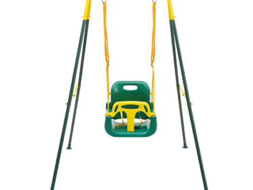 Dečija-ljuljaška-sa-metalnim-ramom-zelena