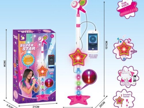 Roze mikrofon sa MP3 priključkom